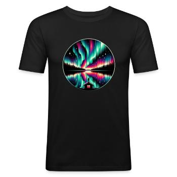 Polarlicht-aurora-verfolger Alaska Wilderness - Männer Slim Fit T-Shirt - Schwarz - Vorne - Nik (191cm)