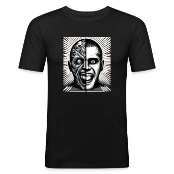 Psychological Horror psychiatric suspense - Men's Slim Fit T-Shirt - black - Front - Nik (191cm)