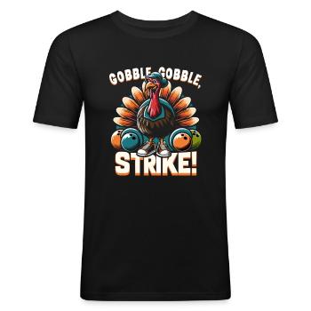 Drôle de bowling équipe bowler grève bowling club - T-shirt près du corps Homme - noir - Devant - Nik (191cm)