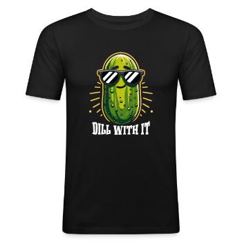 Pickle Lover Funny Pickle Cornichon à l’aneth mariné - T-shirt près du corps Homme - noir - Devant - Nik (191cm)