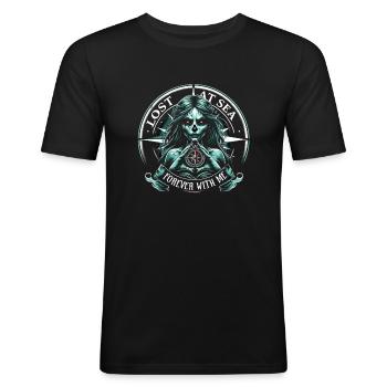 Gruselige Sirenen, Horror-meerjungfrau, Gruseliger - Männer Slim Fit T-Shirt - Schwarz - Vorne - Nik (191cm)