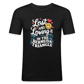 Mysteriöses Verschwindenlassen Im Bermudadreieck - Männer Slim Fit T-Shirt - Schwarz - Vorne - Nik (191cm)