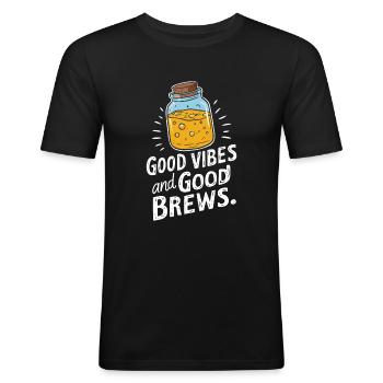 Avantages du Kombucha pour les amateurs de thé - T-shirt près du corps Homme - noir - Devant - Nik (191cm)