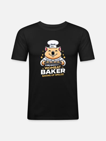 Wombat Baker - Bake Smile! - Men's Slim Fit T-Shirt - black