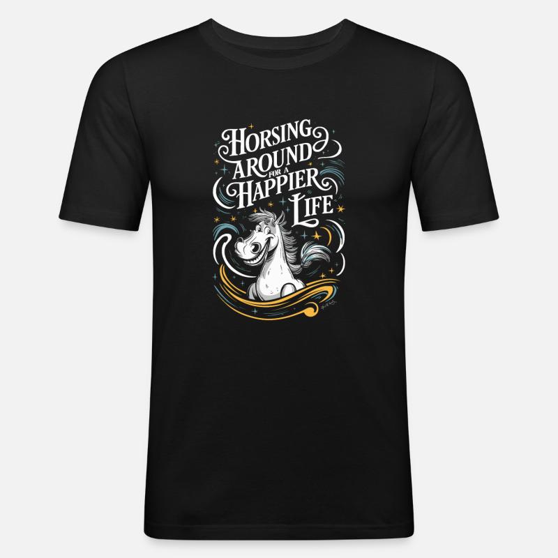 Heilung Durch Pferdetherapie Und Therapeutisches - Männer Slim Fit T-Shirt - Schwarz