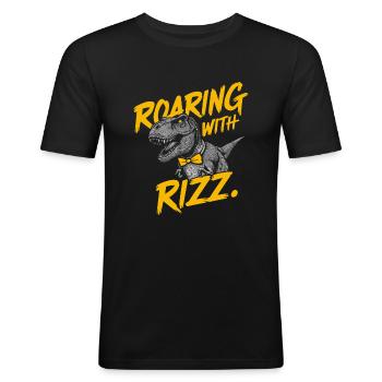 Rizzler Kultur Mit Dinosaurier Kunst Und T-Rex - Männer Slim Fit T-Shirt - Schwarz - Vorne - Nik (191cm)