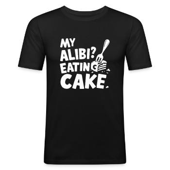 Meurtre Mystère Tenue de dîner, Fête, Scène de crime - T-shirt près du corps Homme - noir - Devant - Nik (191cm)