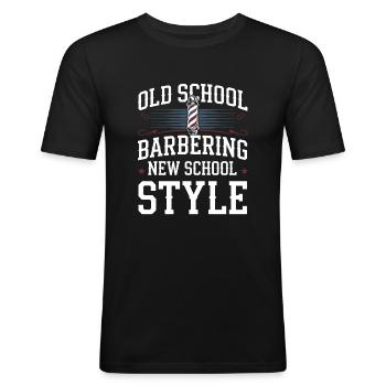 Vibrations de salon de coiffure et coupes de cheveux classiques pour - T-shirt près du corps Homme - noir - Devant - Nik (191cm)