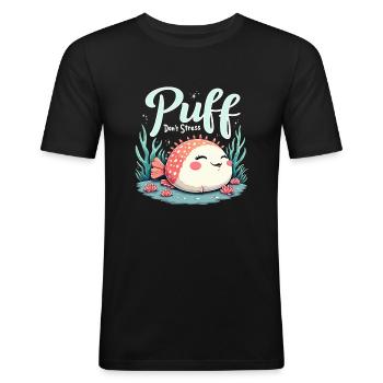 Poisson-globe passionné de la vie marine Quirky - T-shirt près du corps Homme - noir - Devant - Nik (191cm)