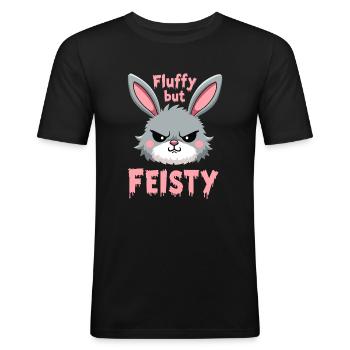 Mürrischer Hase Sarkastisches Tierdesign - Männer Slim Fit T-Shirt - Schwarz - Vorne - Nik (191cm)