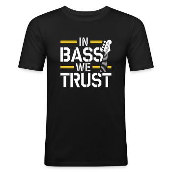 Basse, Guitariste, Musicien, Matériel, Funk, Rock, Jazz - T-shirt près du corps Homme - noir - Devant - Nik (191cm)