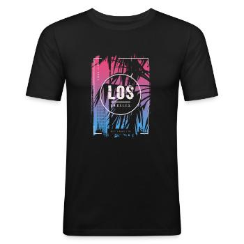 CA, Los Angeles - T-shirt près du corps Homme - noir - Devant - Nik (191cm)