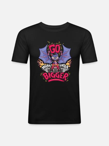Hot Wheels Fledermaus Go Bigger - Männer Slim Fit T-Shirt - Schwarz