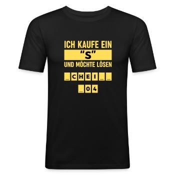SÜDTRIBÜNE DORTMUND T-SHIRT FAN ANTI GELSENKIRCHEN - Männer Slim Fit T-Shirt - Schwarz - Vorne - Nik (191cm)