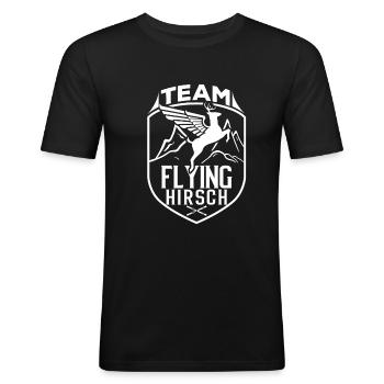 Team Flying Hirsch Geschenk Winter Apres Ski Bier - Männer Slim Fit T-Shirt - Schwarz - Vorne - Nik (191cm)