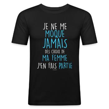 Mon mari mes choix son les meilleurs - T-shirt près du corps Homme - noir - Devant - Nik (191cm)