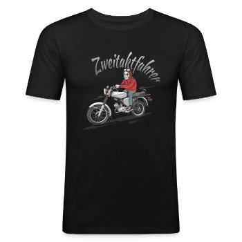 DDR Simson S51 pilotes à deux temps - T-shirt près du corps Homme - noir - Devant - Nik (191cm)
