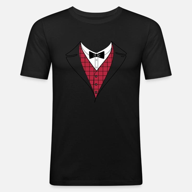 Anzug - Männer Slim Fit T-Shirt - Schwarz
