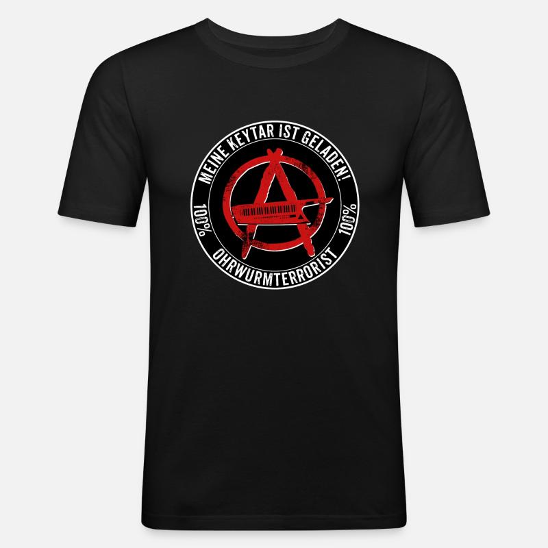 Ohrwurmterrorist - Männer Slim Fit T-Shirt - Schwarz