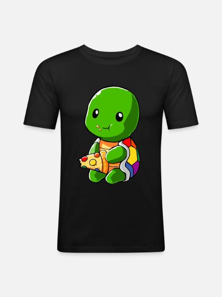 Turtle LGBT Pizza Gay Pride - Men's Slim Fit T-Shirt - black