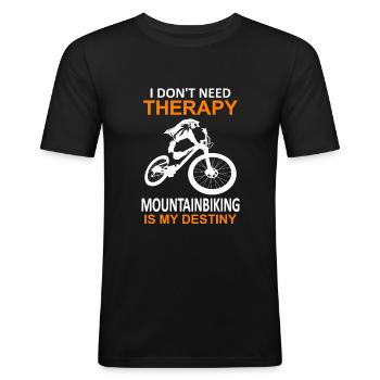 Mountainbiker Mountainbike Mountainbiken - Männer Slim Fit T-Shirt - Schwarz - Vorne - Nik (191cm)