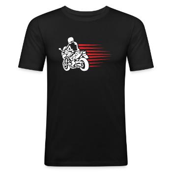 Cadeau de chemise de moto motif motard - T-shirt près du corps Homme - noir - Devant - Nik (191cm)