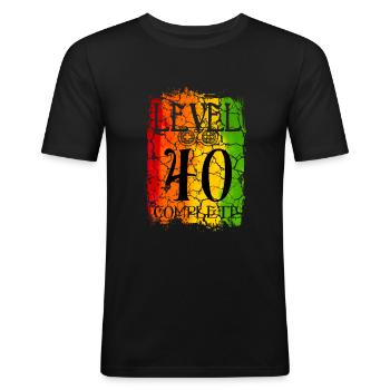 40th Birthday Gamer Level 40 complete - Men's Slim Fit T-Shirt - black - Front - Nik (191cm)
