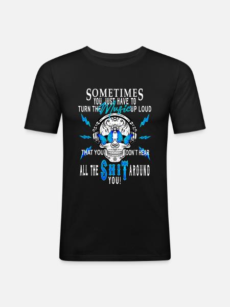 Music Skull - Men's Slim Fit T-Shirt - black