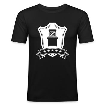 Armoiries Retro Gamer - T-shirt près du corps Homme - noir - Devant - Nik (191cm)