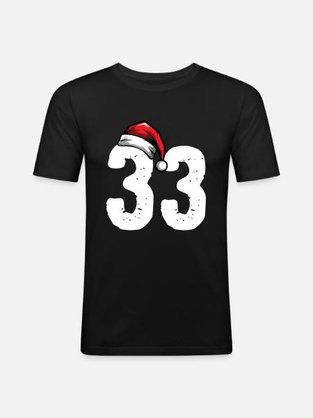 33 Numéro Noël - T-shirt près du corps Homme - noir
