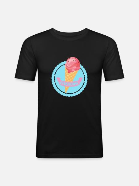 Eiscreme - Männer Slim Fit T-Shirt - Schwarz