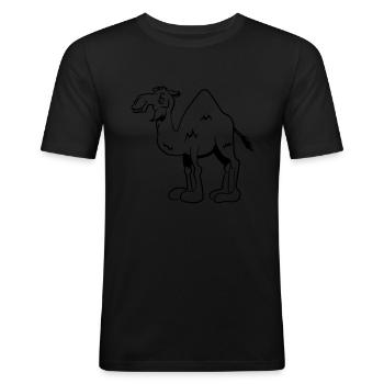 Kamel witzig doof - Männer Slim Fit T-Shirt - Schwarz - Vorne - Nik (191cm)