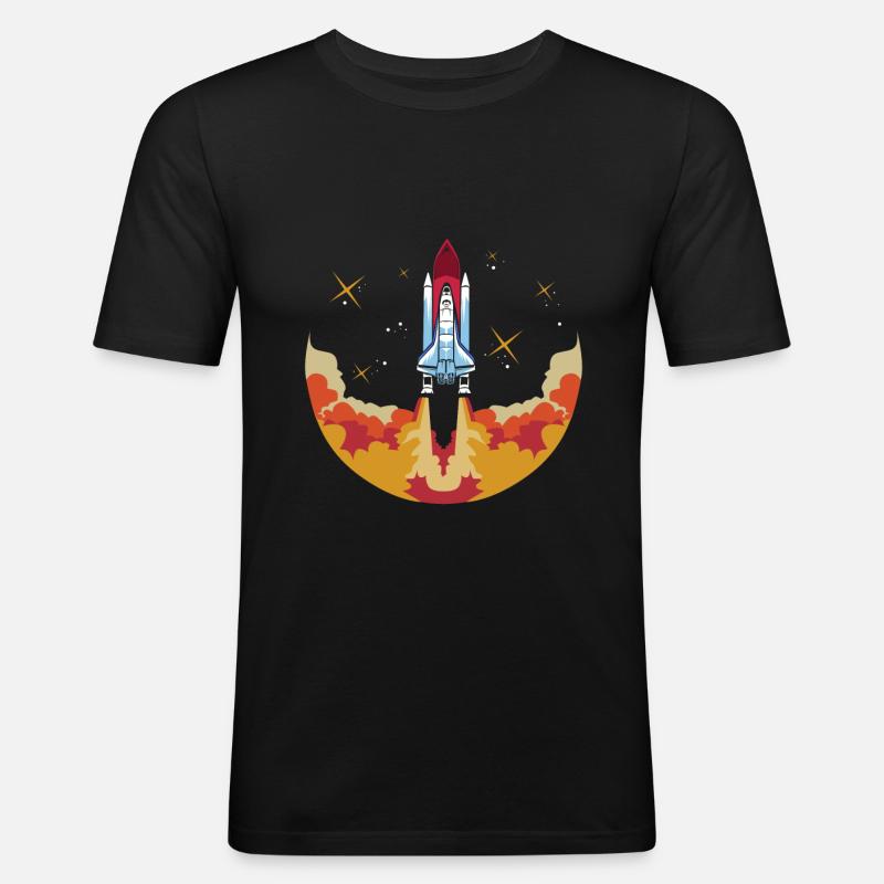 Space shuttle launch Astronaut - Männer Slim Fit T-Shirt - Schwarz