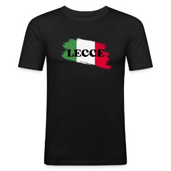 Lecce, Italie, Pouilles - T-shirt près du corps Homme - noir - Devant - Nik (191cm)