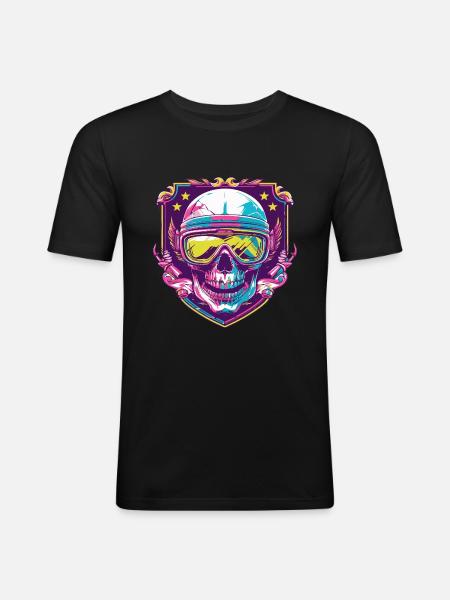 Ski Ski Goggles Skull - Men's Slim Fit T-Shirt - black