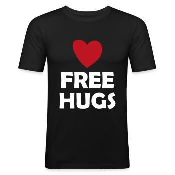 Free Hugs - Männer Slim Fit T-Shirt - Schwarz - Vorne - Nik (191cm)