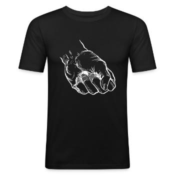 Poing combat combattant - T-shirt près du corps Homme - noir - Devant - Nik (191cm)
