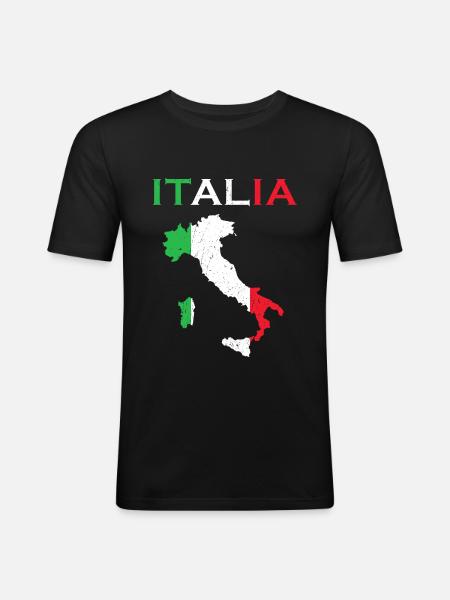 Italia Italy Flag Italian - Men's Slim Fit T-Shirt - black