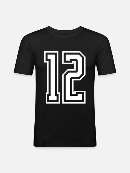 12 Number number - Men's Slim Fit T-Shirt - black