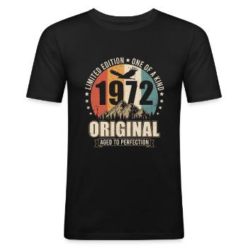 1972 Original Vintage Jahrgang Geburtstag Geschenk - Männer Slim Fit T-Shirt - Schwarz - Vorne - Nik (191cm)