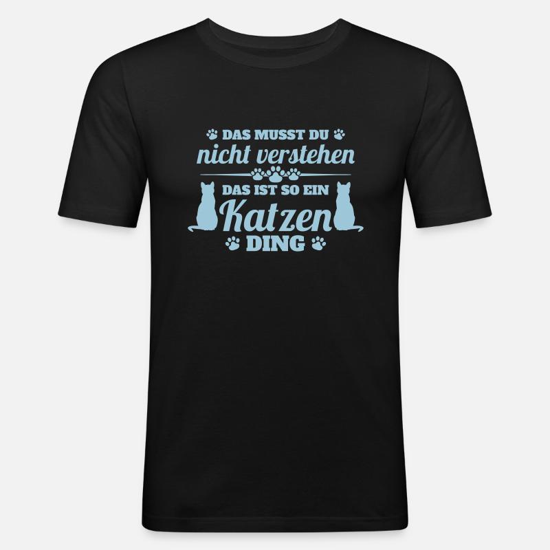 Katzen-Ding - Männer Slim Fit T-Shirt - Schwarz