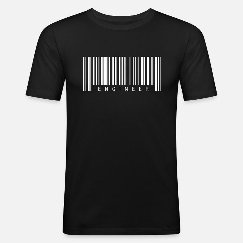 Engineer Barcode - Männer Slim Fit T-Shirt - Schwarz