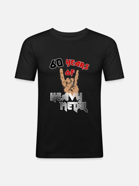60 Years Heavy Metal - Männer Slim Fit T-Shirt - Schwarz
