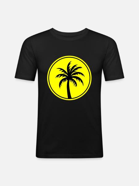 Palm Tree Holiday Beach - Men's Slim Fit T-Shirt - black