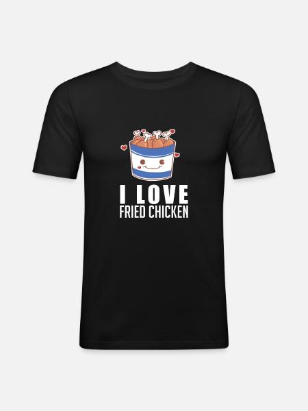 I Love Fried Chicken Crips Drumstick Bucket Funny - Men's Slim Fit T-Shirt - black