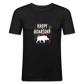 Wild Boar Birthday Happy Boarsday Costumes - Men's Slim Fit T-Shirt - black - Front - Nik (191cm)