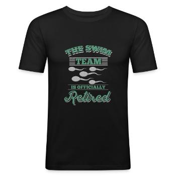 Swim Team is Retired T-Shirt men fun sperm - T-shirt près du corps Homme - noir - Devant - Nik (191cm)
