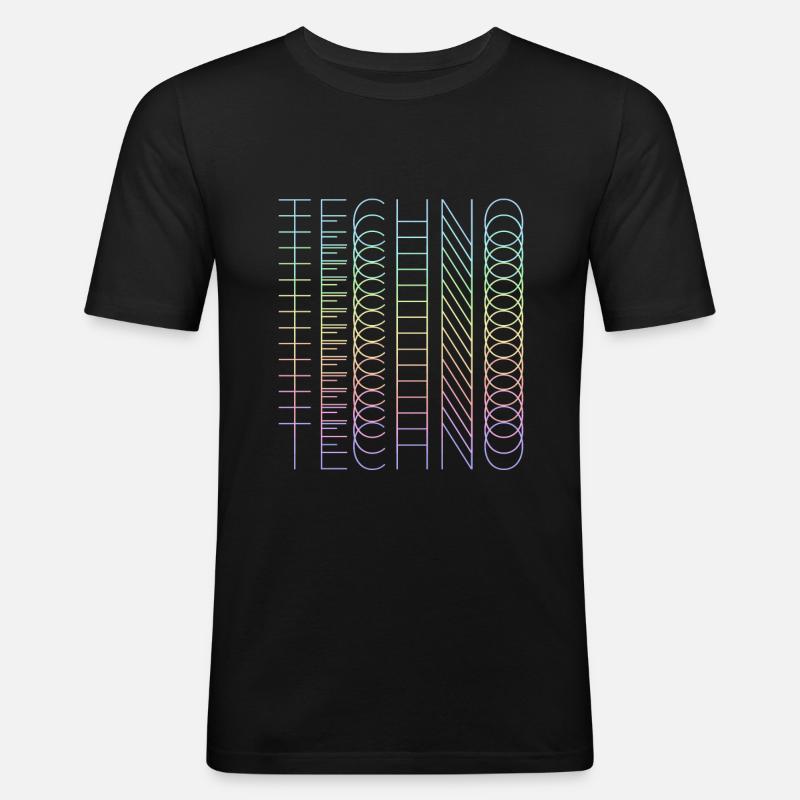 techno techno techno - Männer Slim Fit T-Shirt - Schwarz