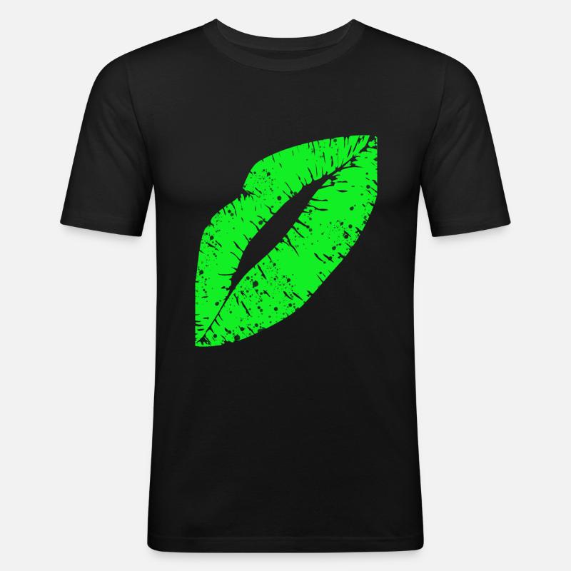 Lippen - Lips - Männer Slim Fit T-Shirt - Schwarz
