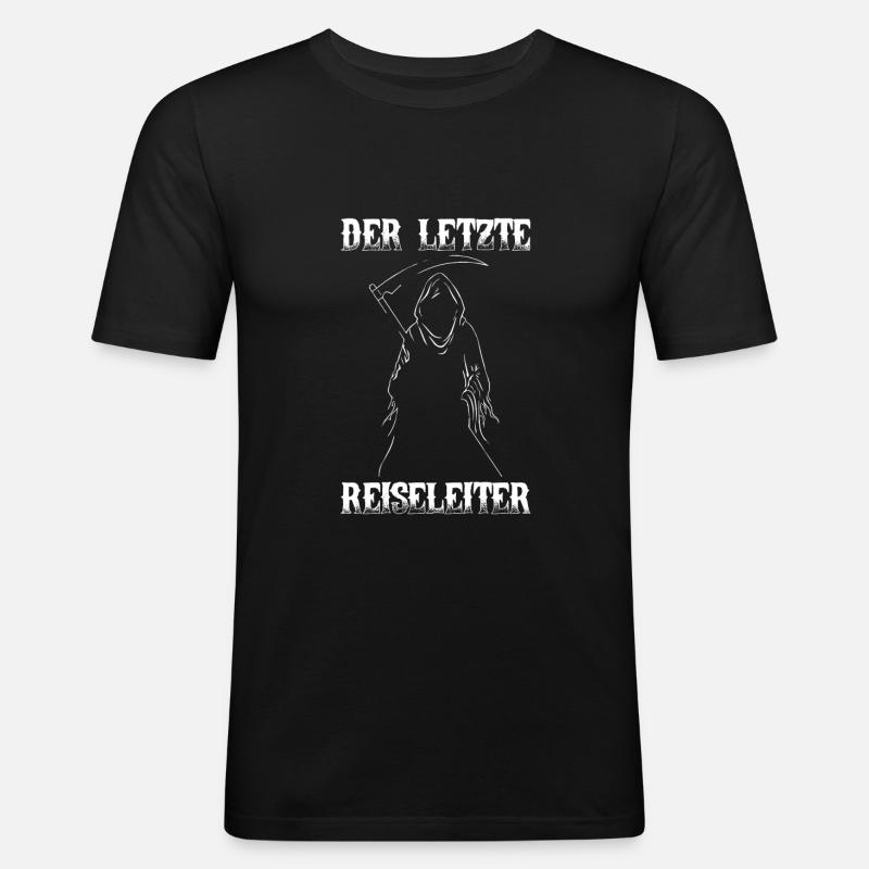 Der letzte Reiseleiter Sensenmann - Männer Slim Fit T-Shirt - Schwarz